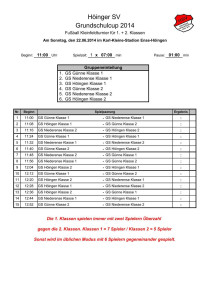 Grundschul-Cup Spielplan Klassen 1 und 2