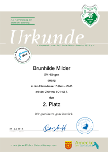 Urkunden Sommerabendlauf Rund um den Sorpesee