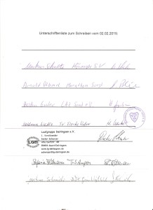 Unterschriftenlist, 1,00 Euro DLV