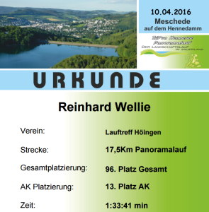 Hennesee Panorama Lauf 2016 - Lauftreff Höingen